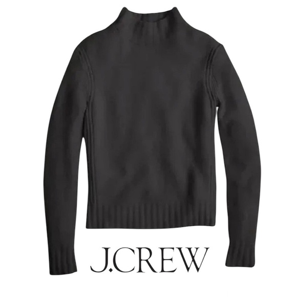 J Crew Merino Alpaca Blend Ribbed Mock Turtleneck Sweater Black Size XS - Picture 1 of 11